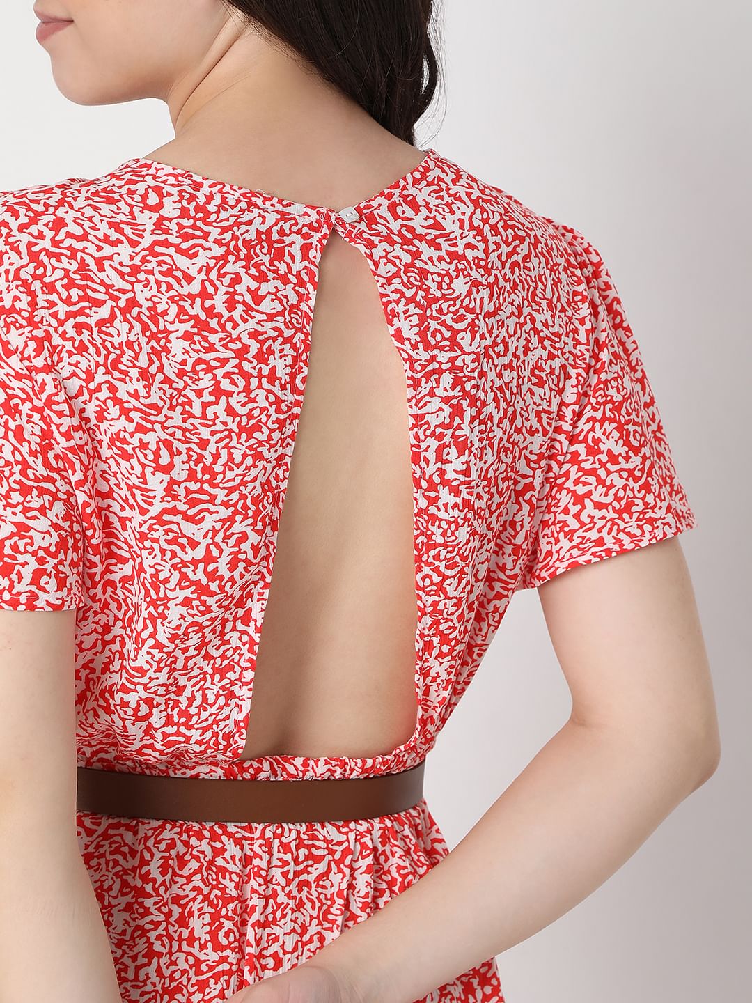 Red Floral Print Shift Dress