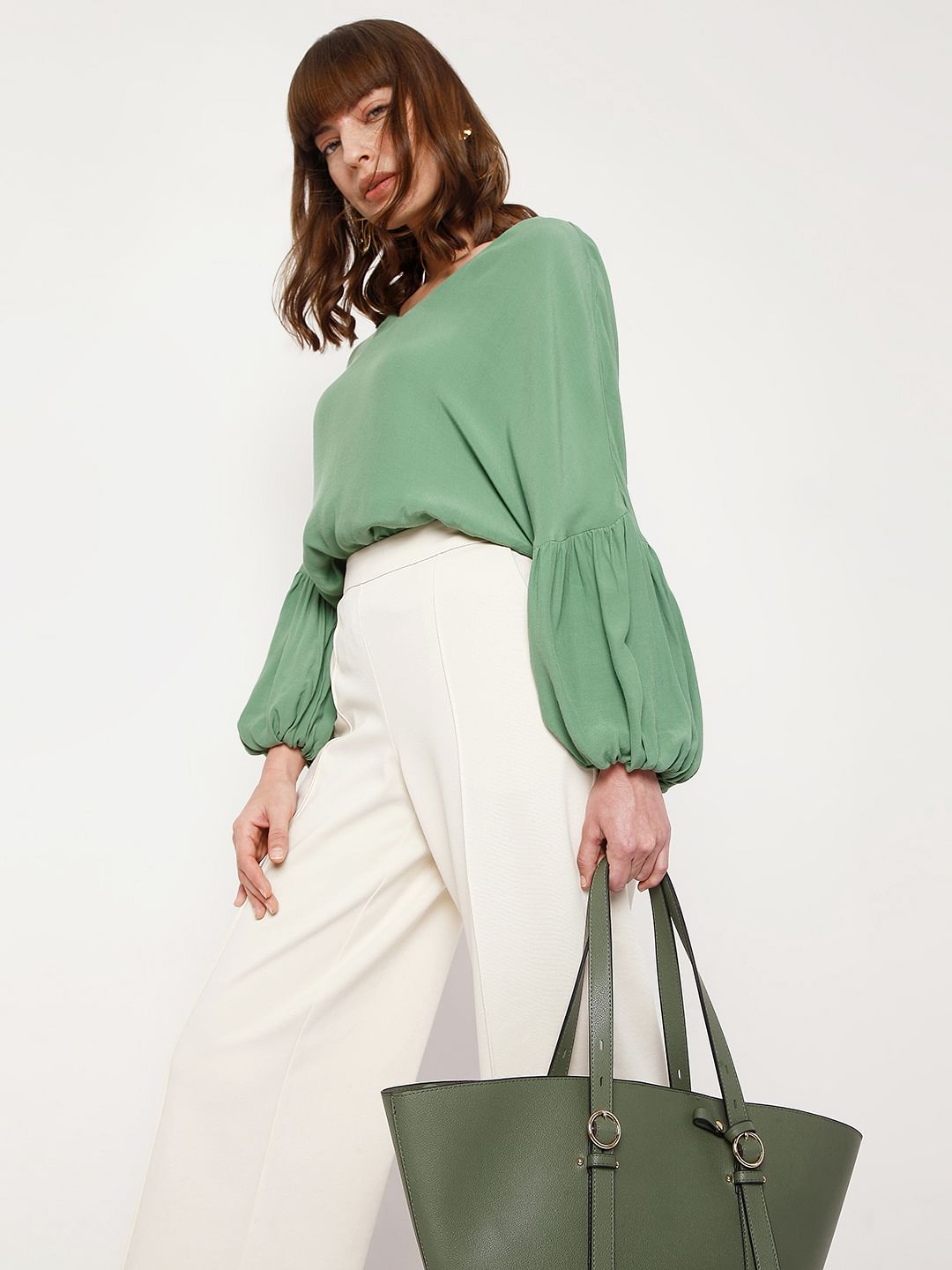 Green Dolman Sleeves Top