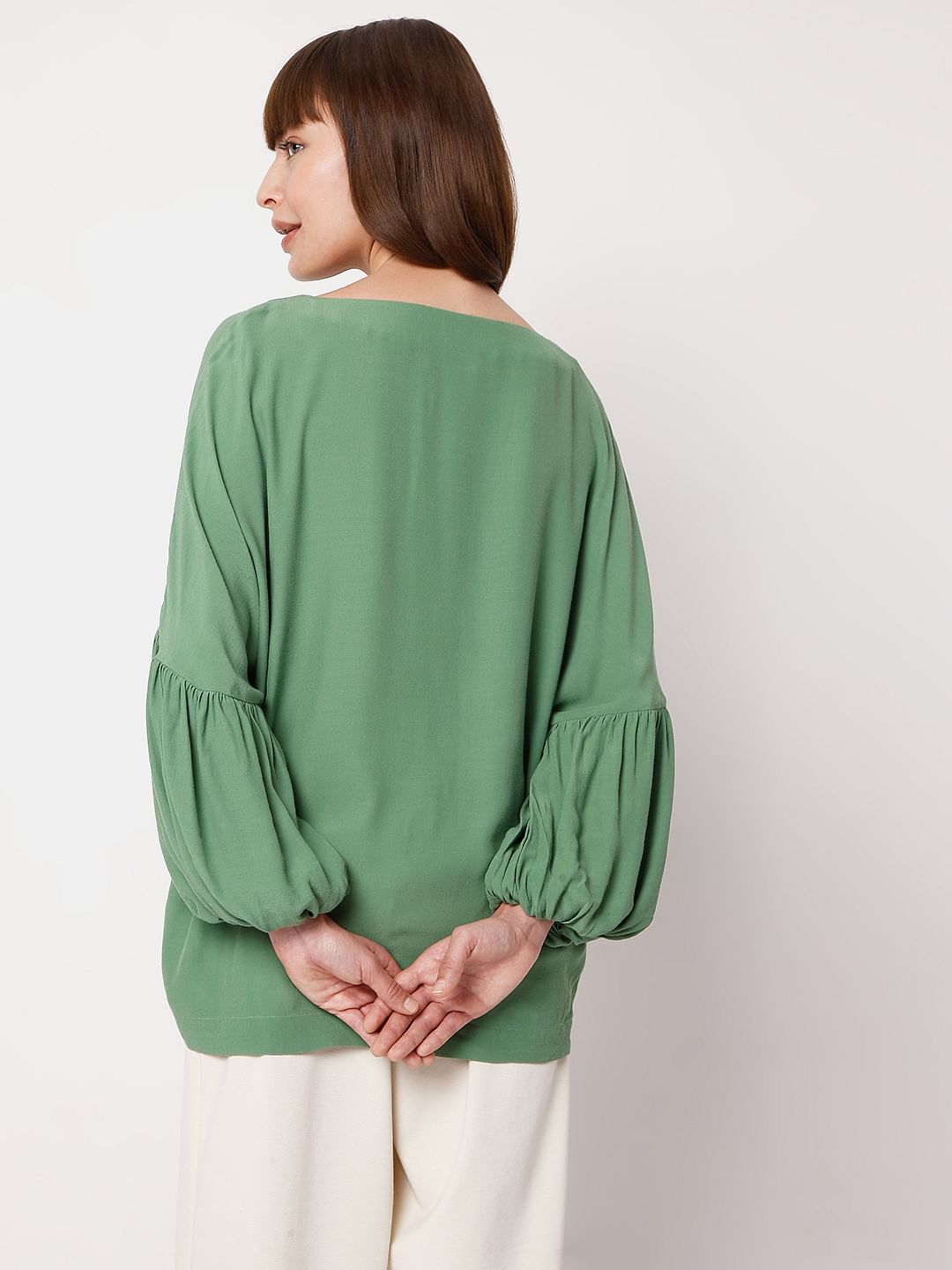 Green Dolman Sleeves Top