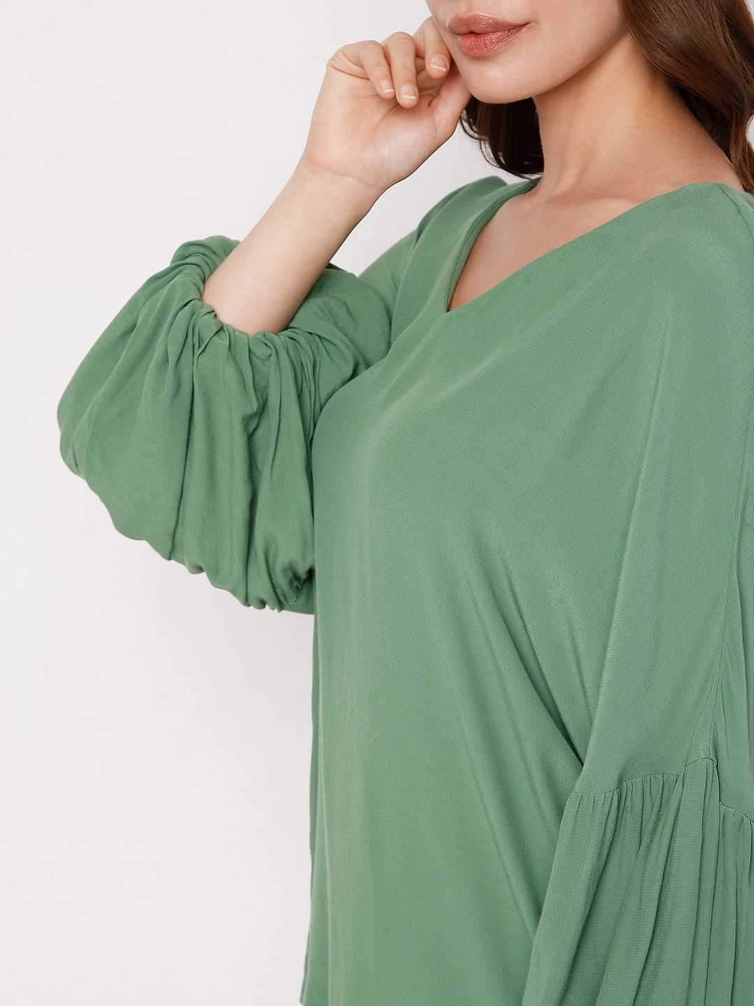 Green Dolman Sleeves Top