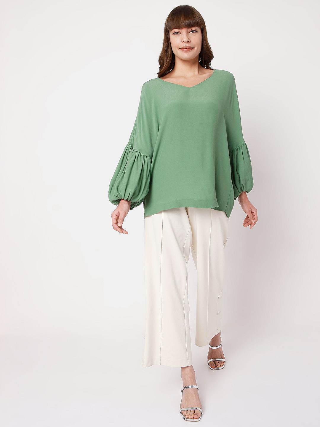 Green Dolman Sleeves Top