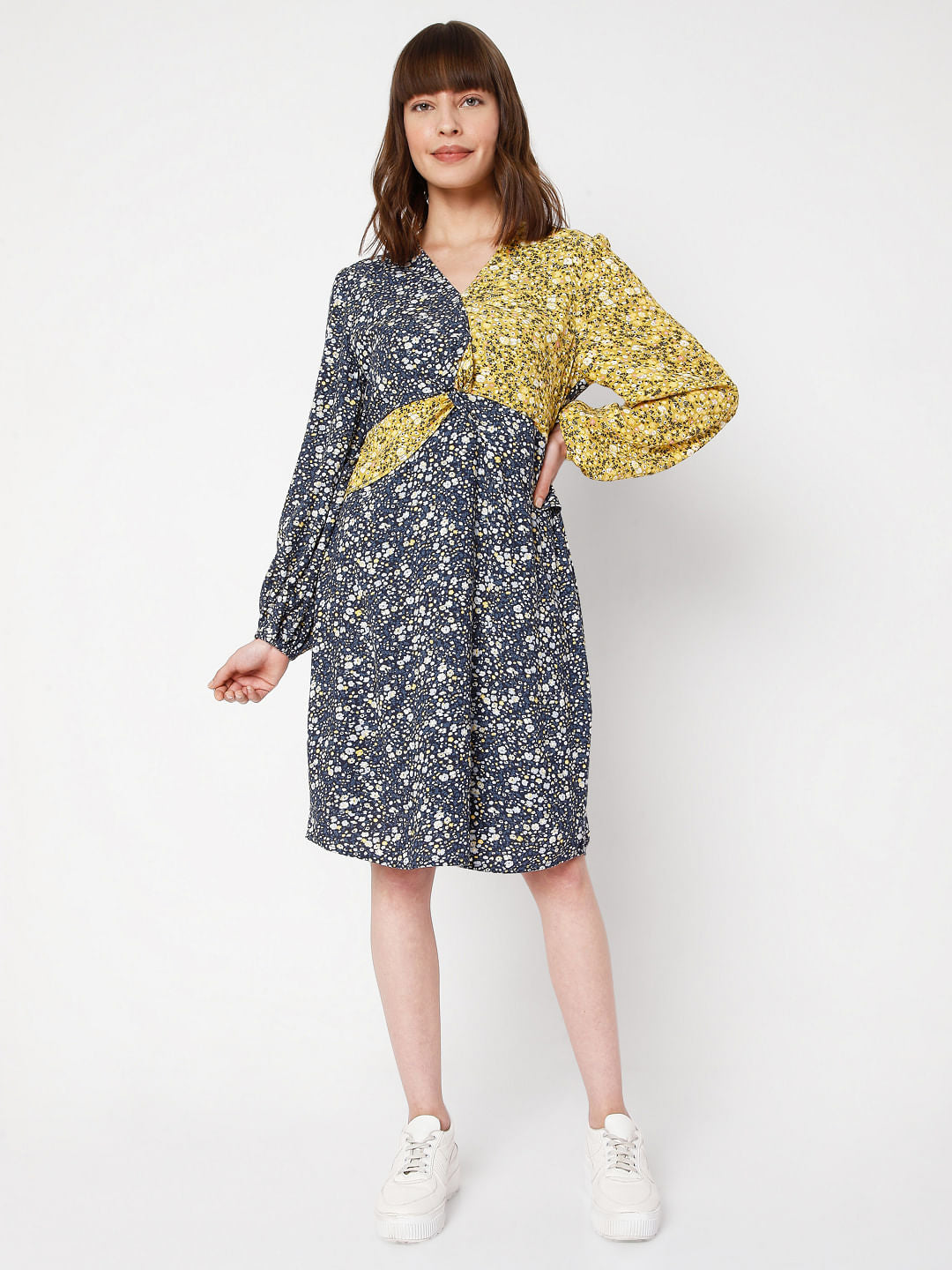 Blue Floral Print Dress