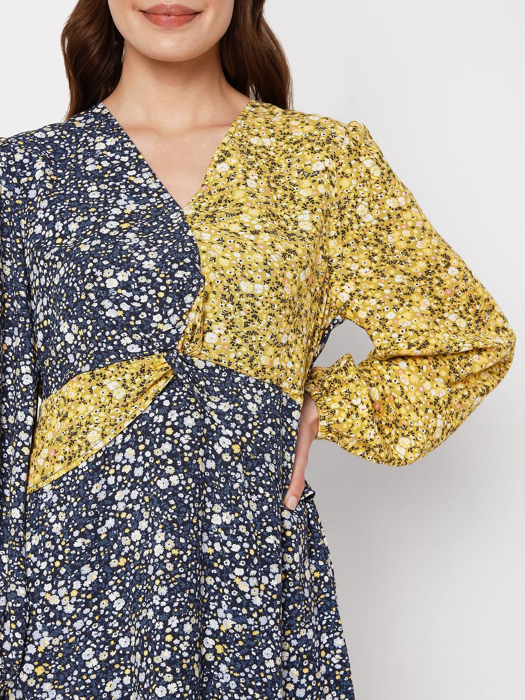 Blue Floral Print Dress