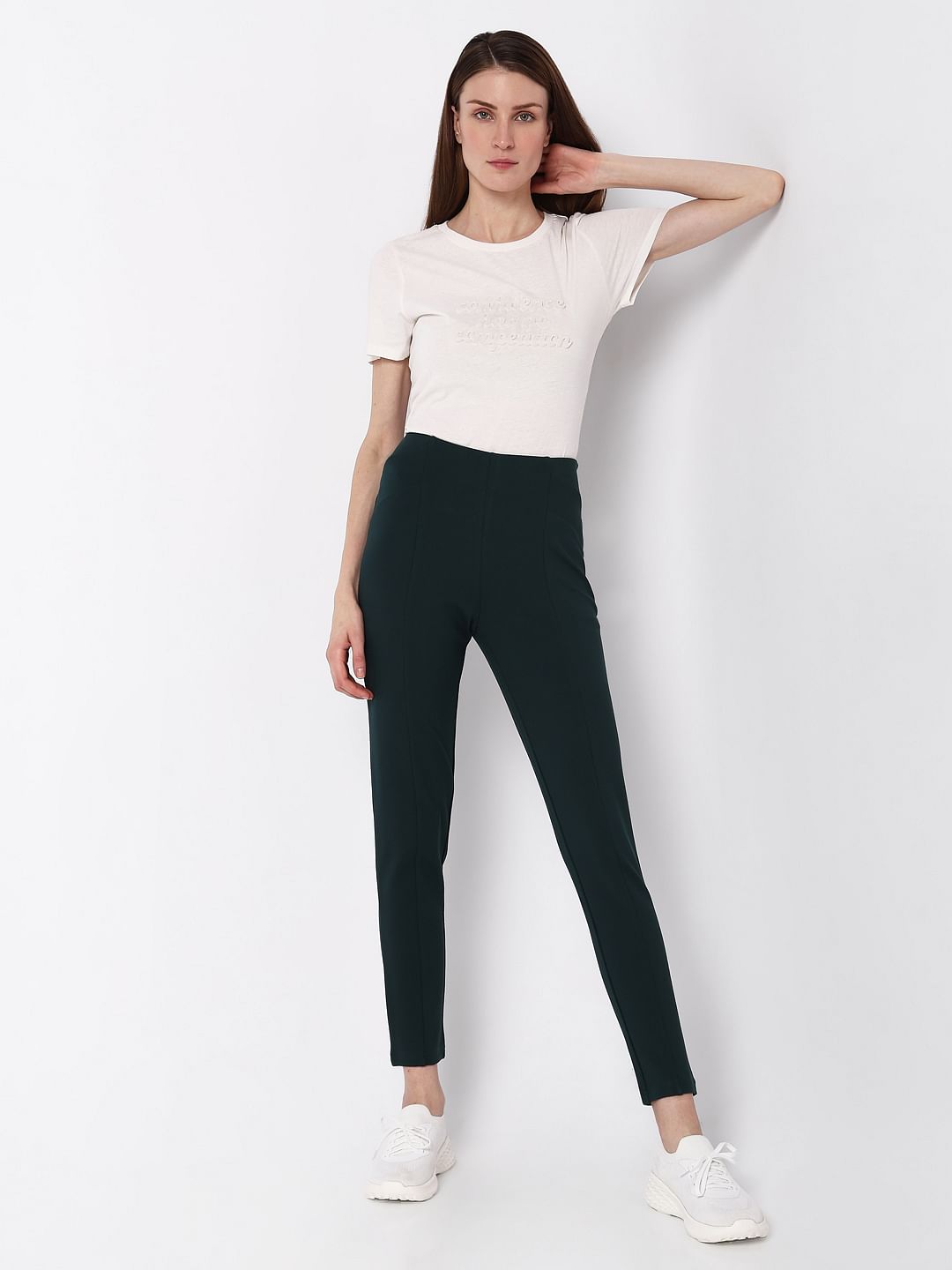 Bottle Green High Rise Skinny Jeggings