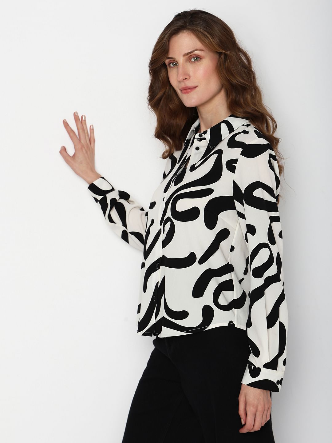 White & Black Printed Shirt