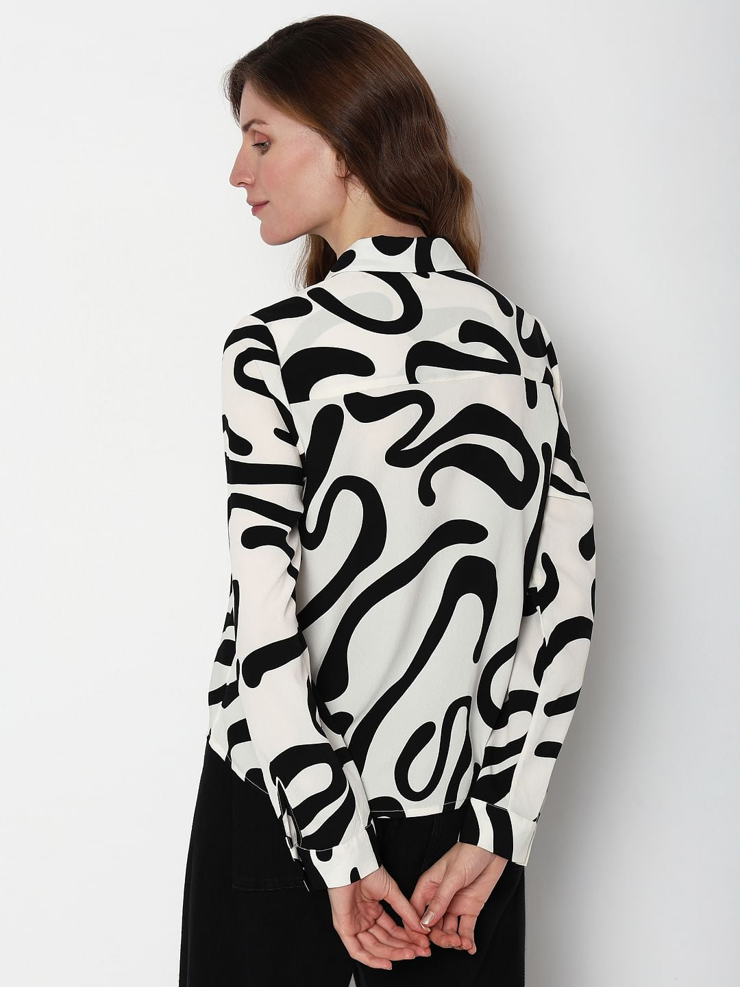 White & Black Printed Shirt