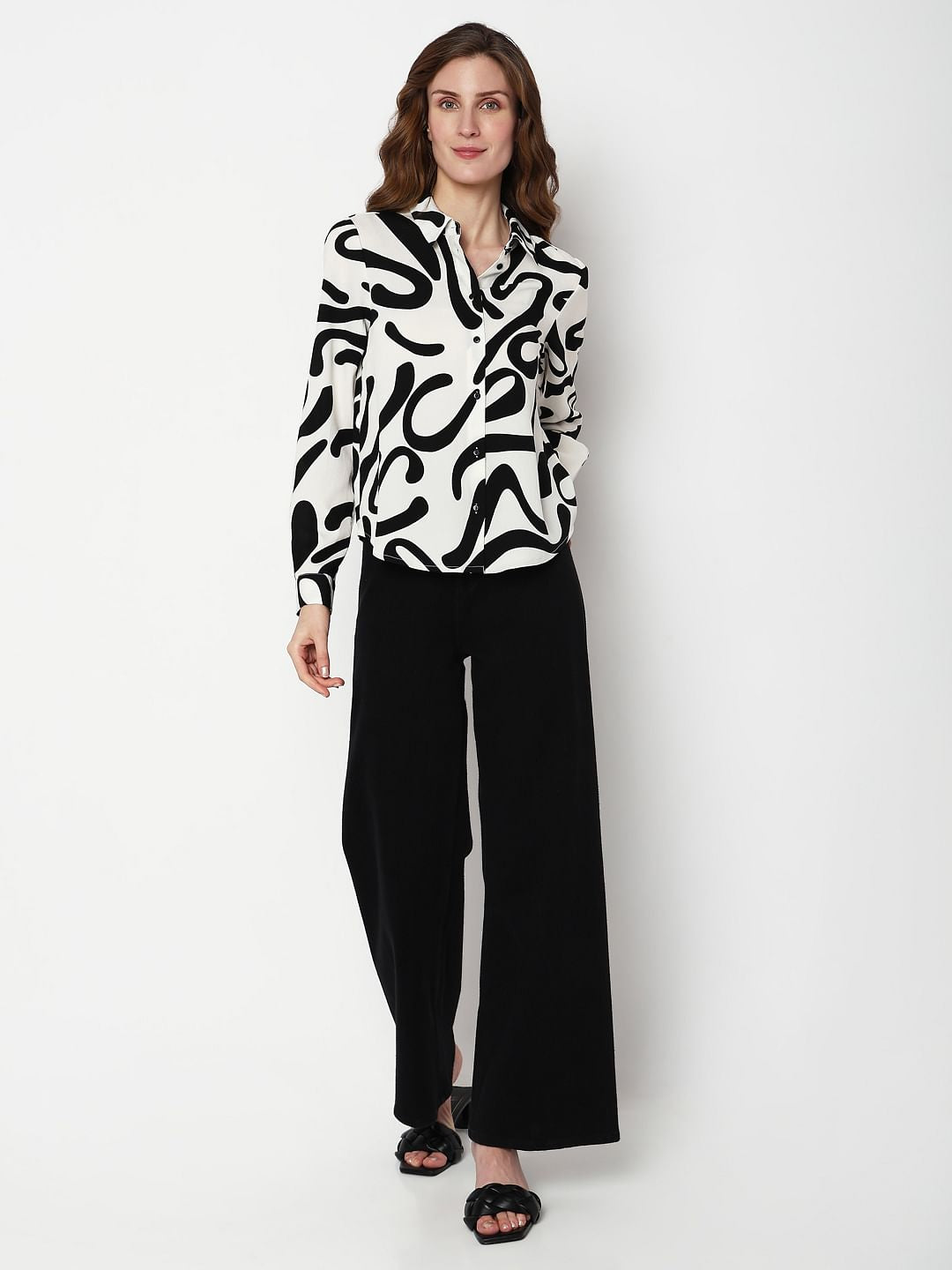 White & Black Printed Shirt