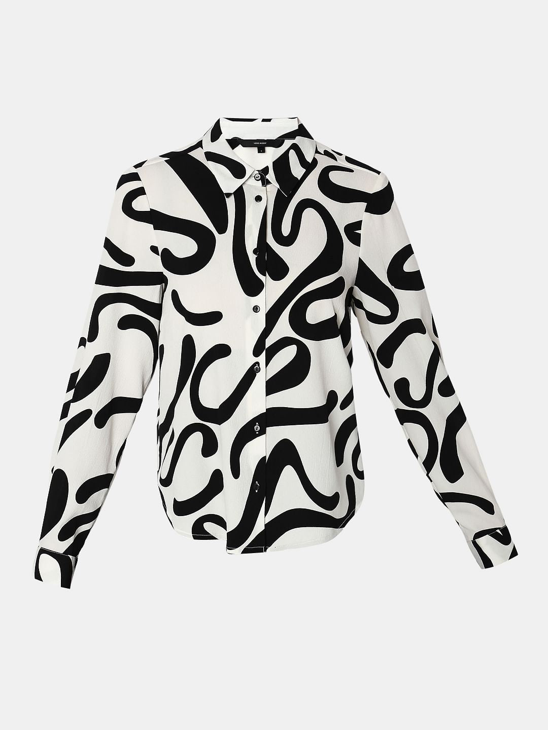 White & Black Printed Shirt