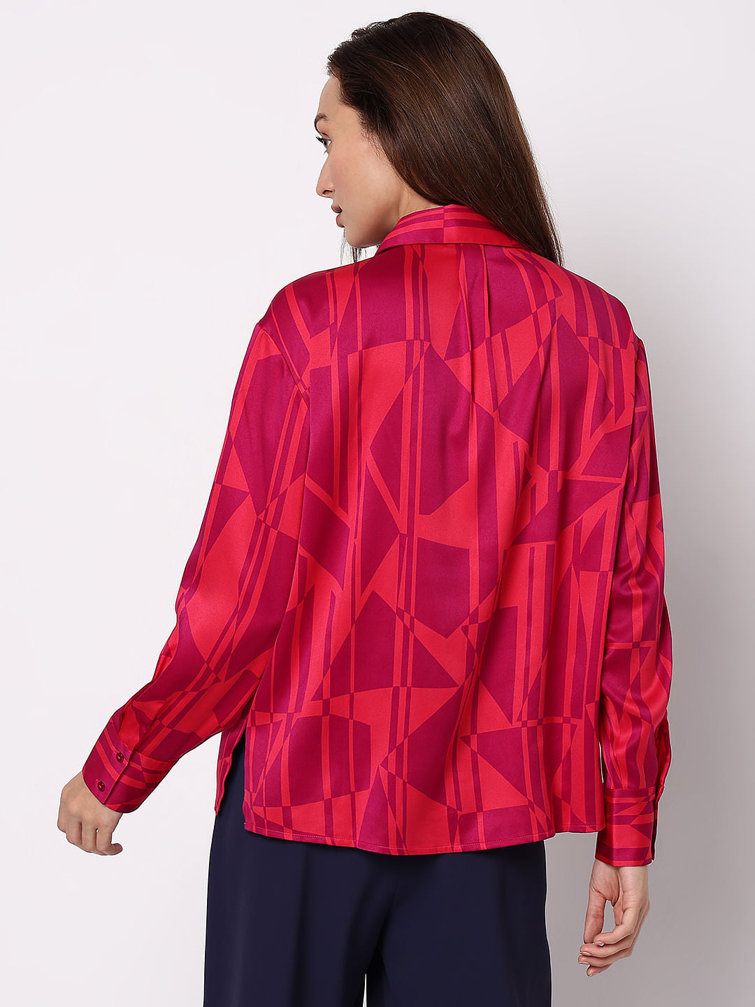 Pink Printed Loose Fit Shirt