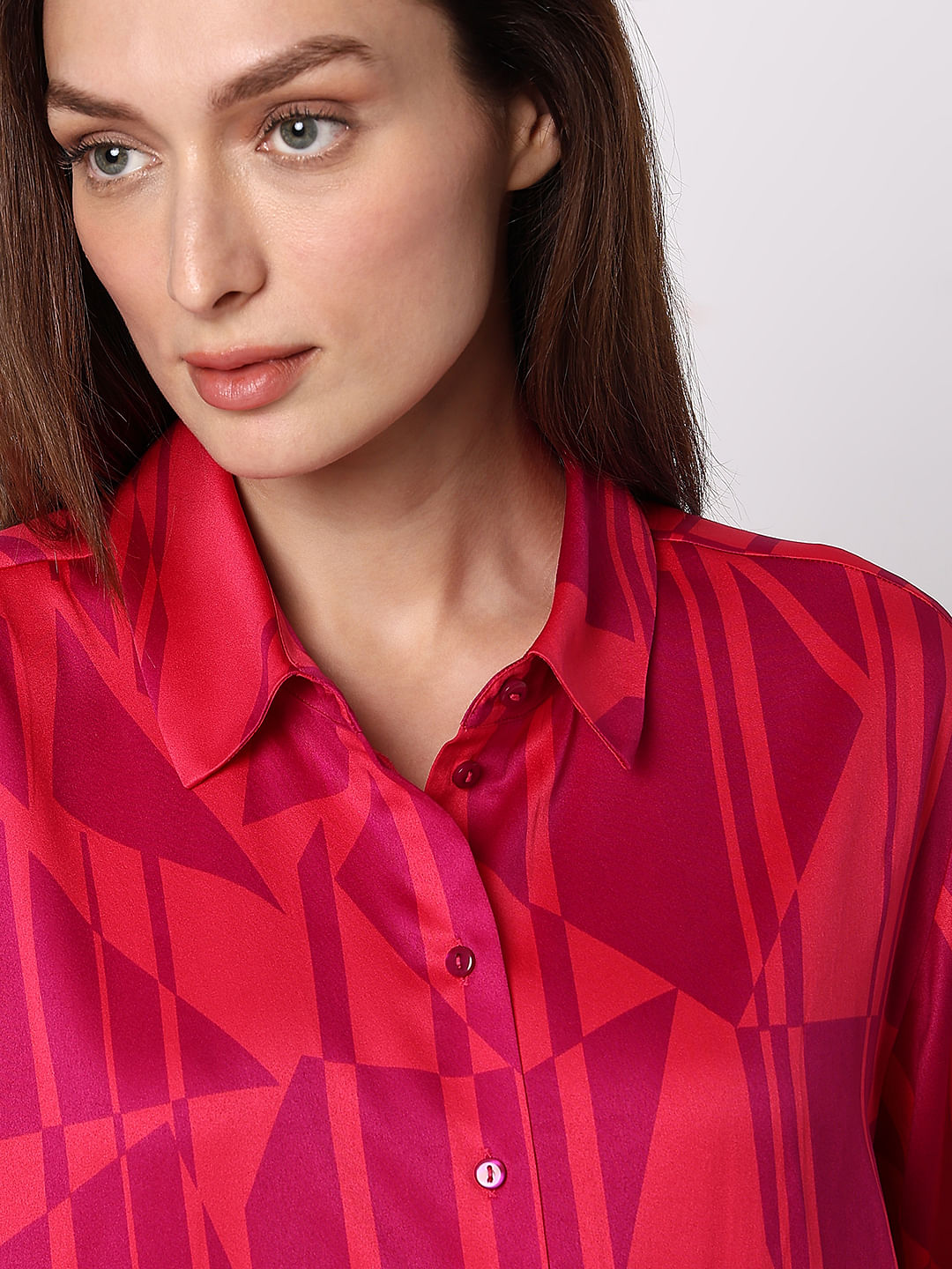 Pink Printed Loose Fit Shirt