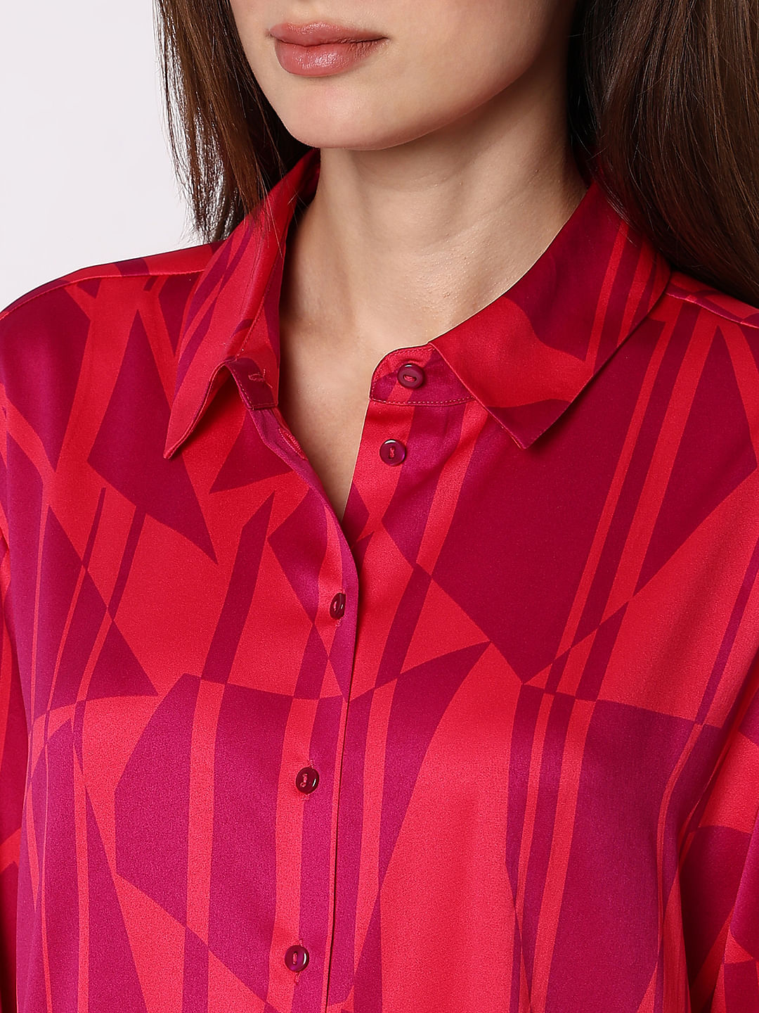 Pink Printed Loose Fit Shirt