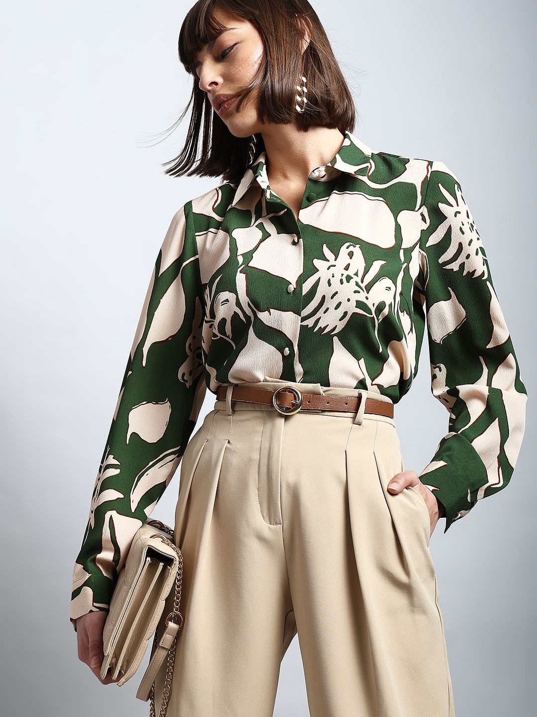 Green Floral Print Shirt