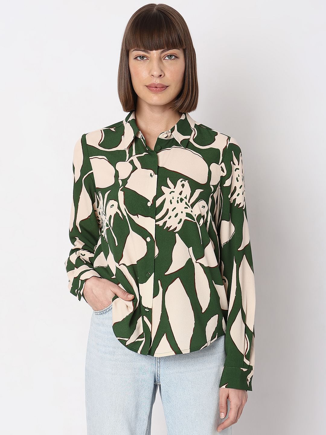 Green Floral Print Shirt