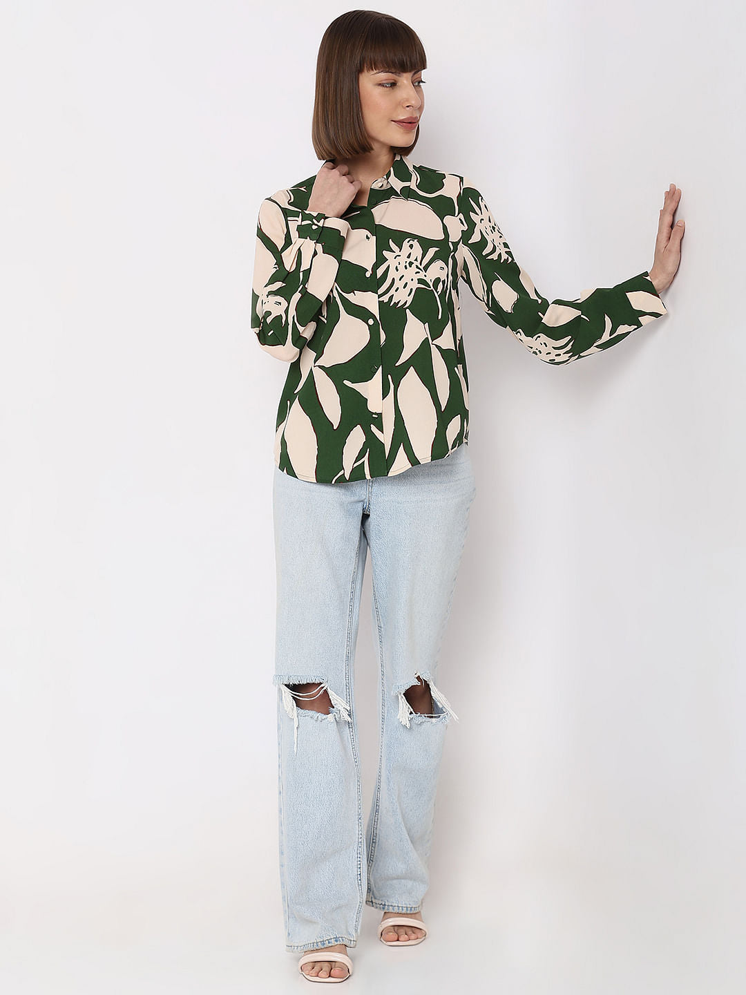 Green Floral Print Shirt