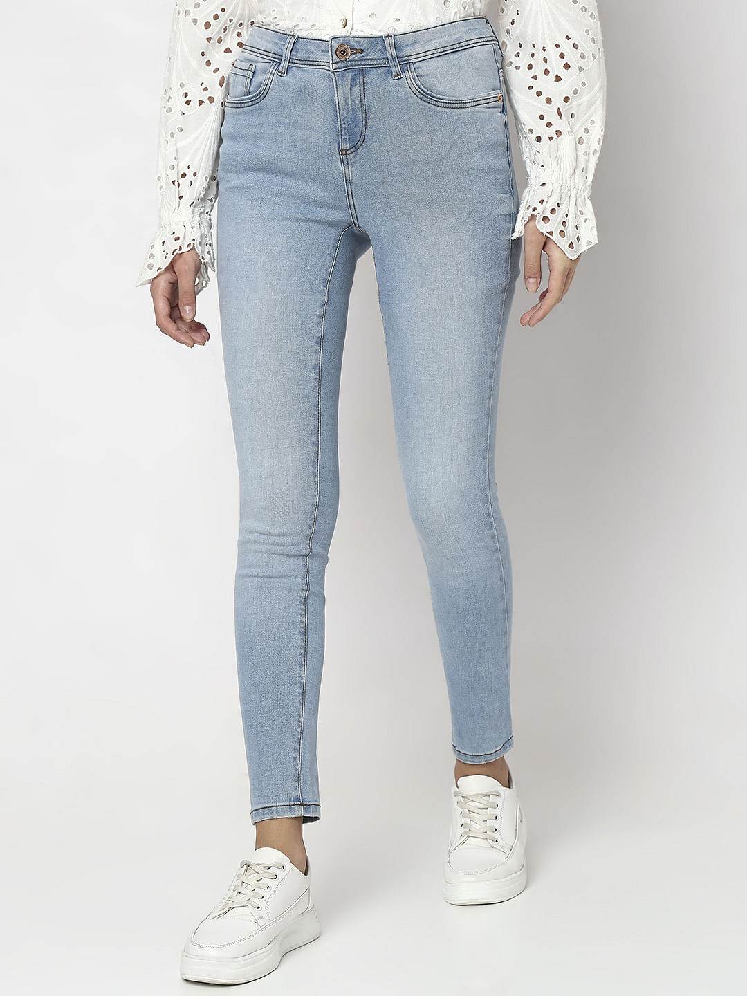 Light Blue Mid Rise Wendy Skinny Jeans