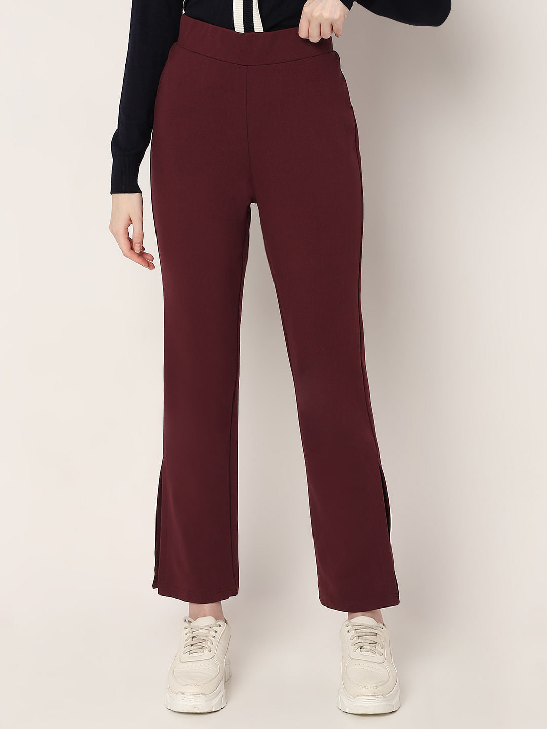 Wine High Rise Bootcut Pants