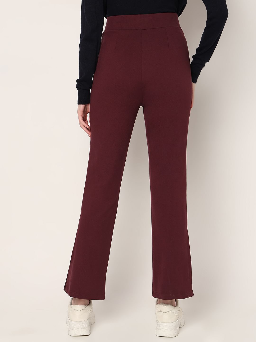 Wine High Rise Bootcut Pants