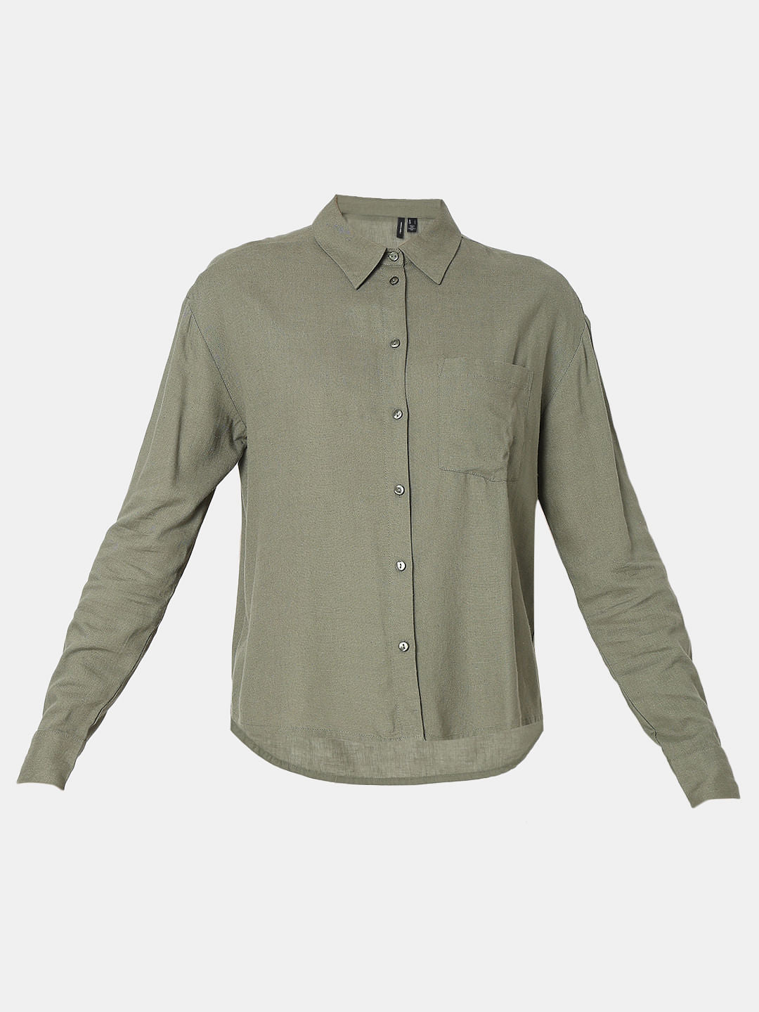 Green Linen Regular Fit Shirt