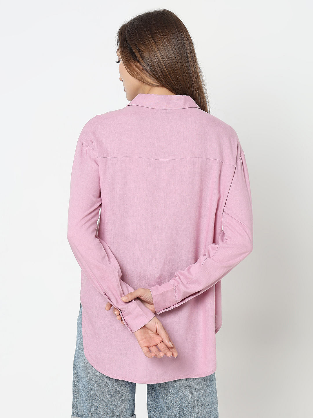 Pink Linen Regular Fit Shirt