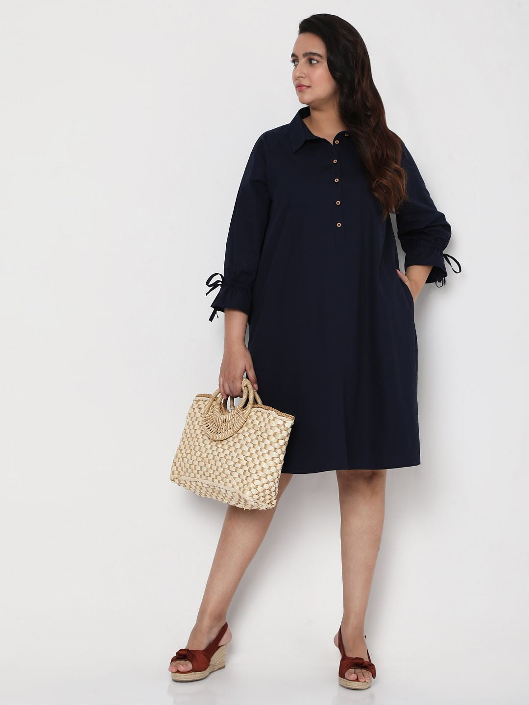 Curve Blue Shirt Dress