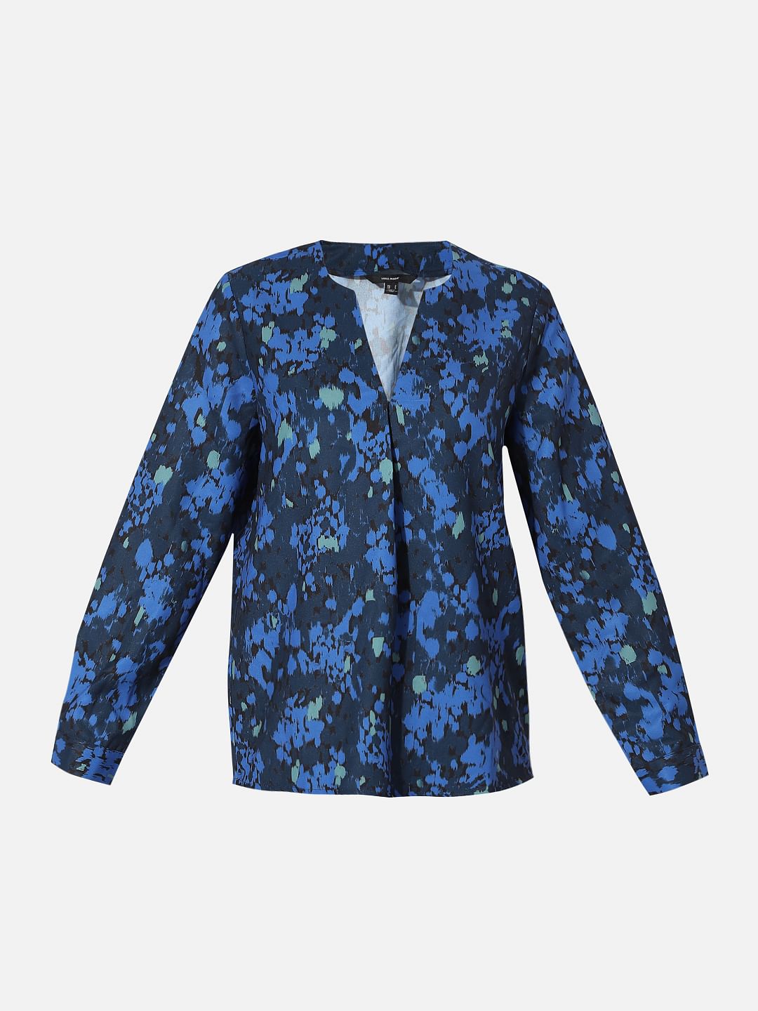 Dark Blue Printed Top