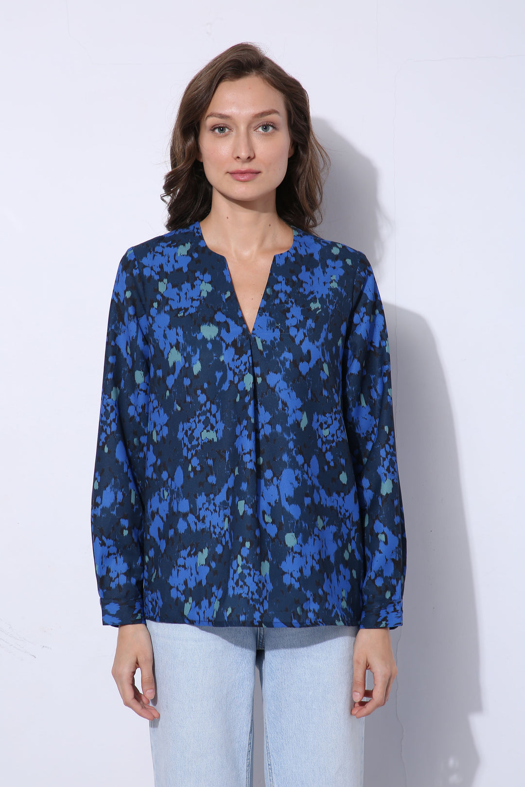 Dark Blue Printed Top