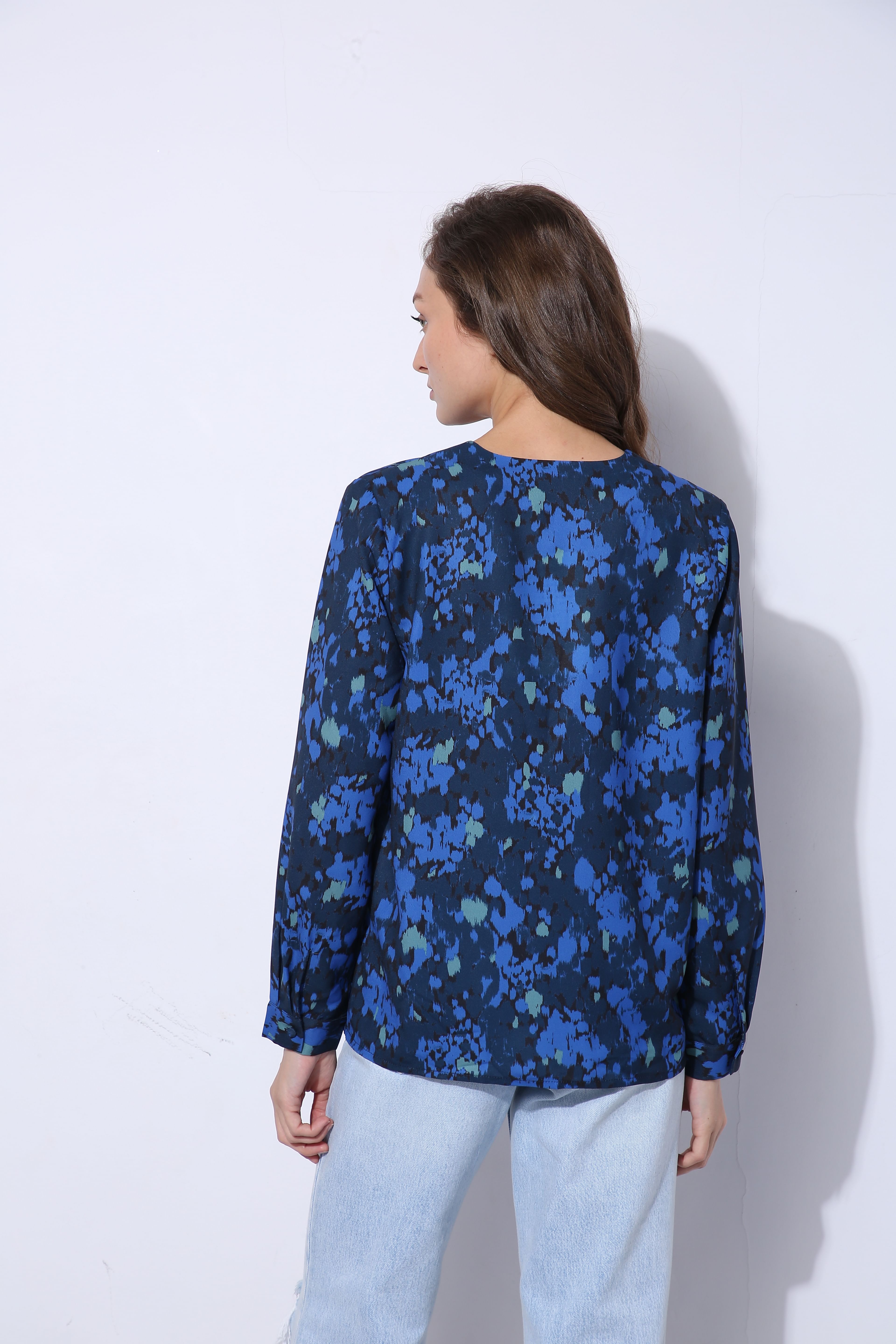 Dark Blue Printed Top