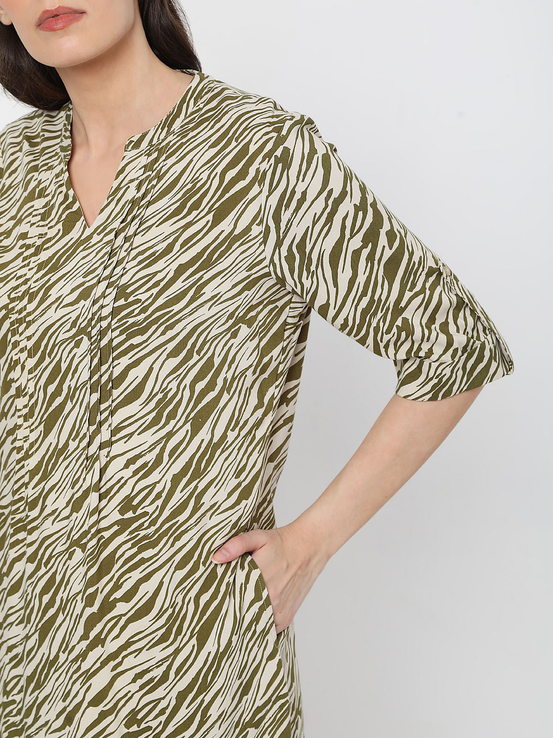 Green Abstract Print Shift Dress