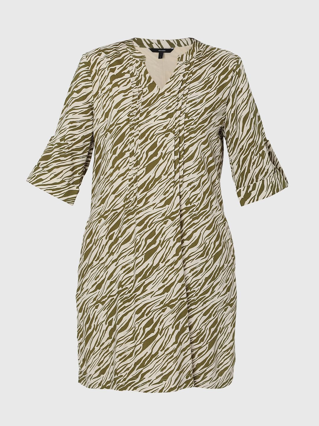 Green Abstract Print Shift Dress