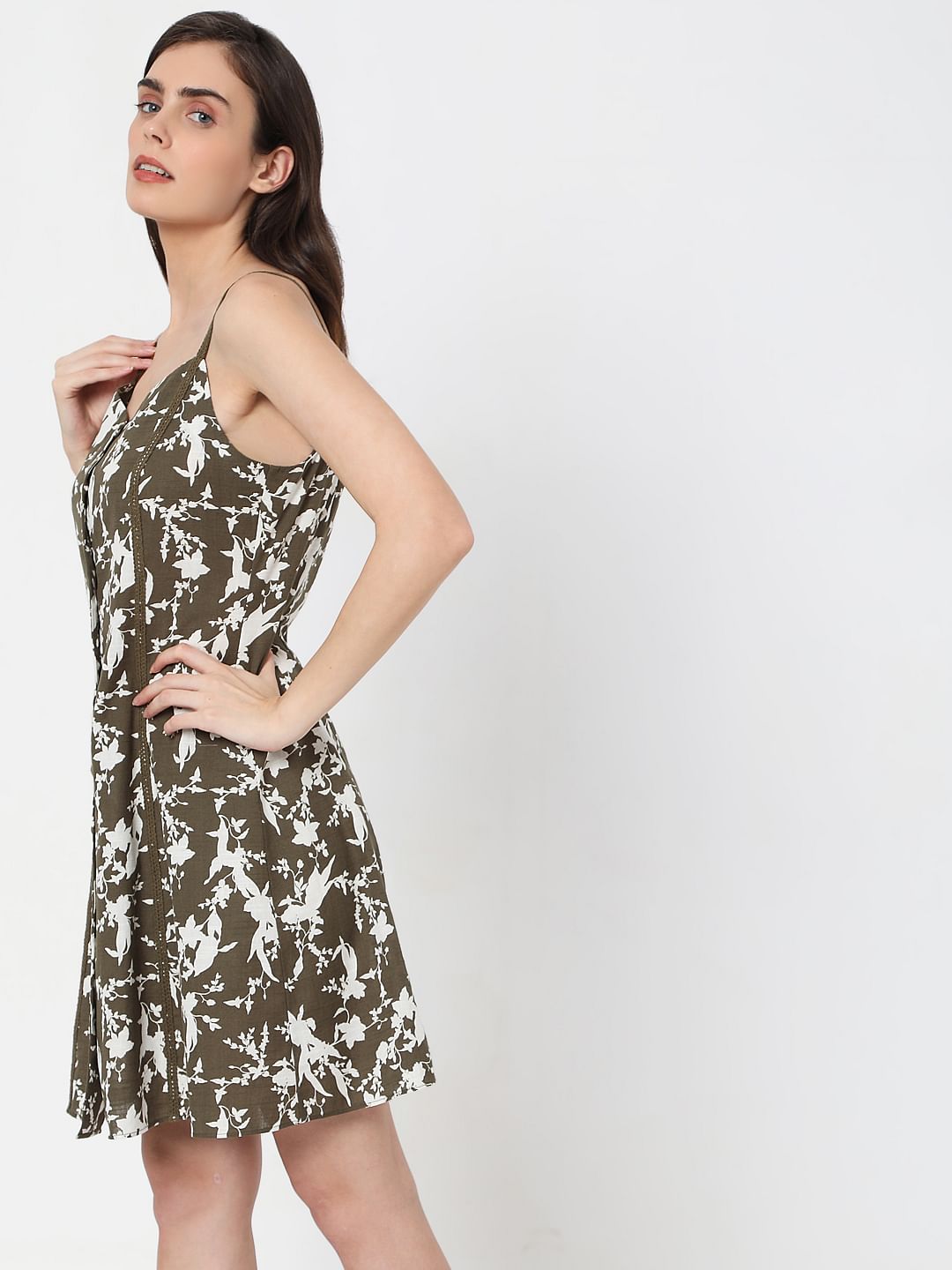 Green Floral Strappy Dress