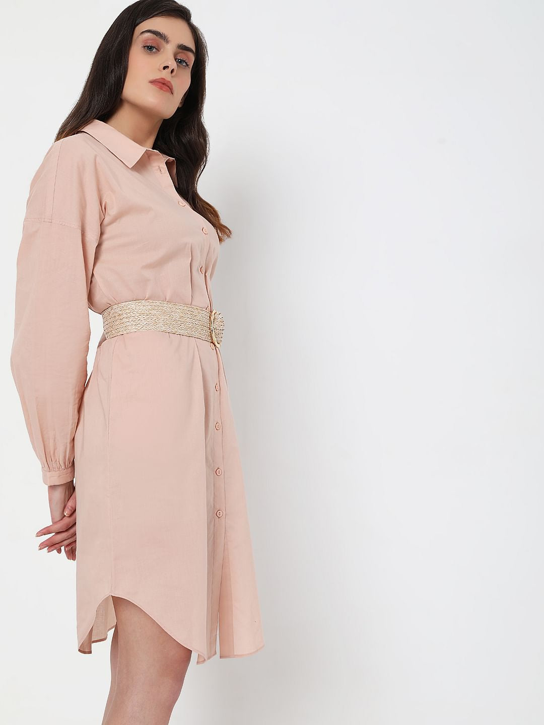 Light Pink Tunic Shirt Dress
