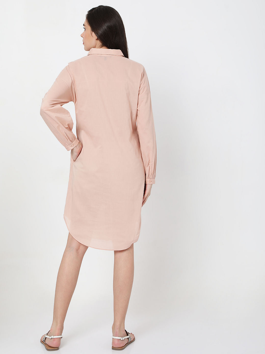 Light Pink Tunic Shirt Dress