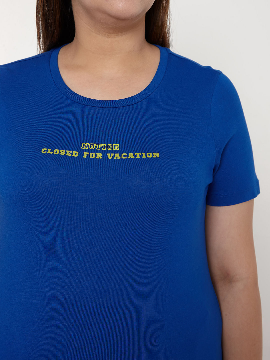 Curve Blue Slogan Print T-Shirt