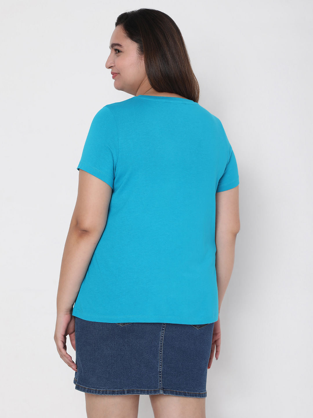 Curve Blue Typographic T-Shirt