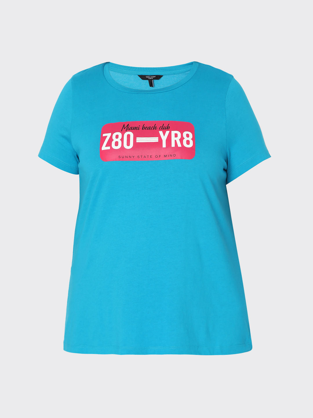 Curve Blue Typographic T-Shirt