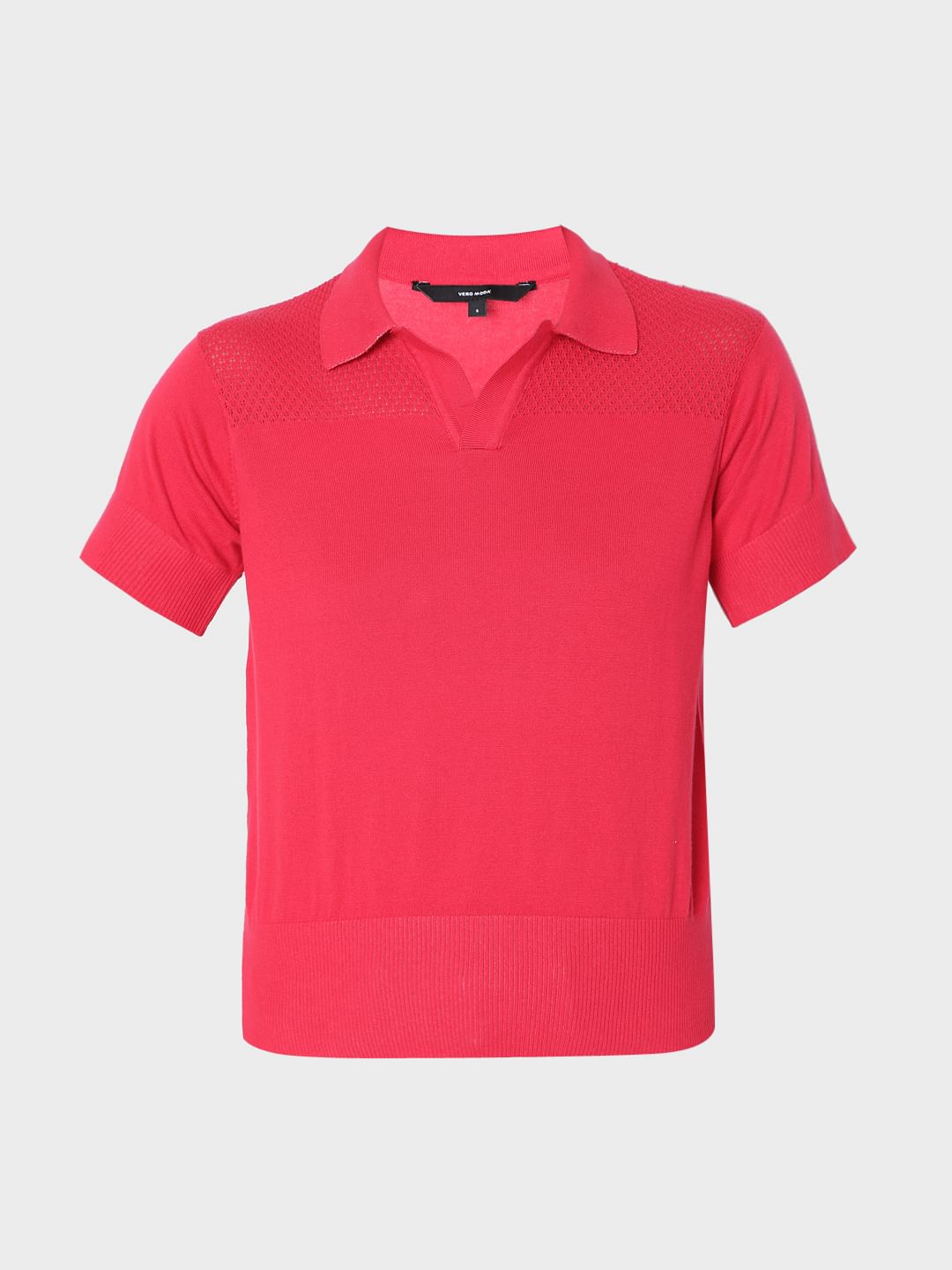 Bright Pink Polo Neck T-Shirt
