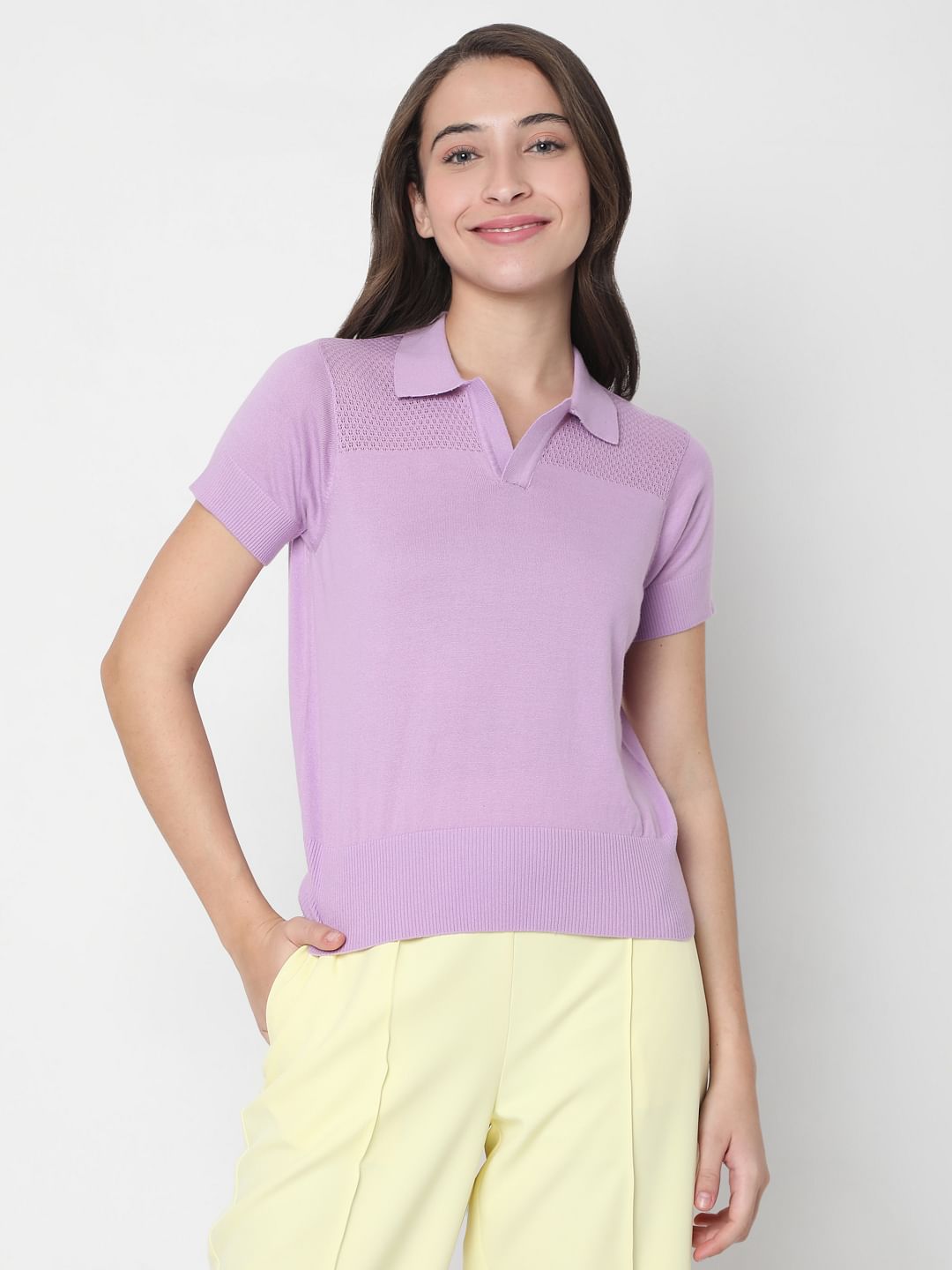 Purple Polo Neck T-Shirt