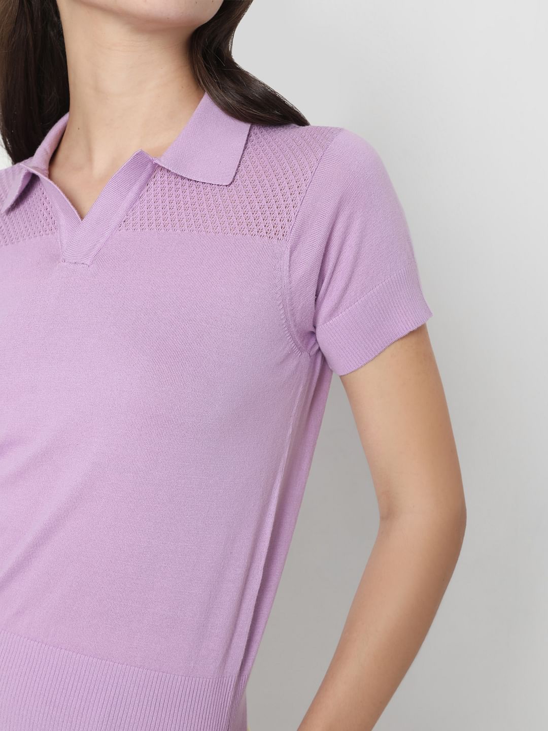 Purple Polo Neck T-Shirt