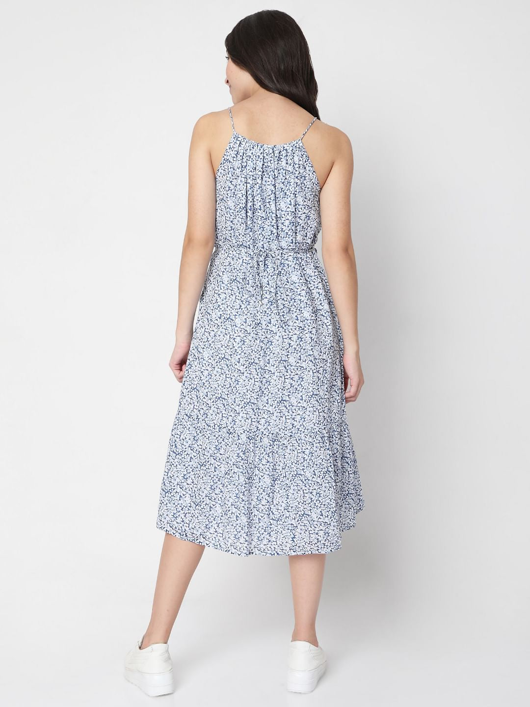 Blue Floral Midi Dress