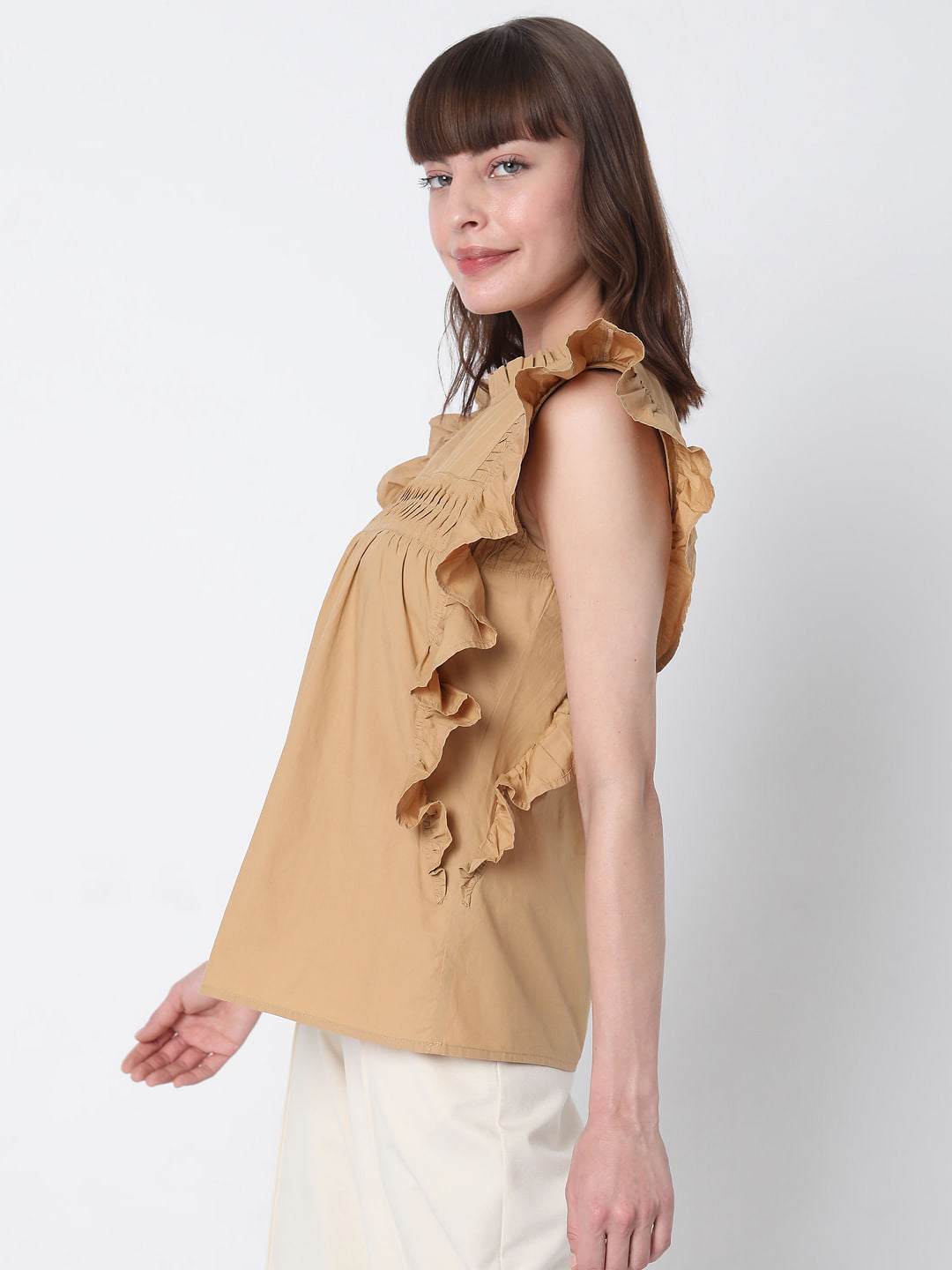 Brown Ruffle Top
