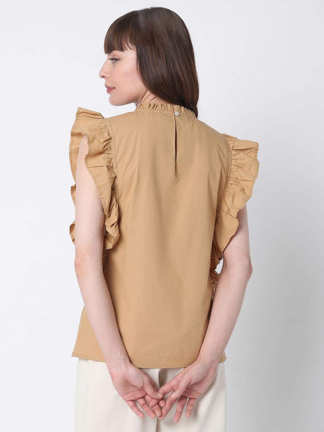 Brown Ruffle Top