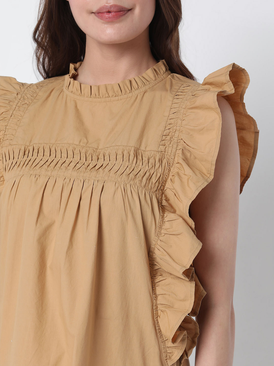 Brown Ruffle Top