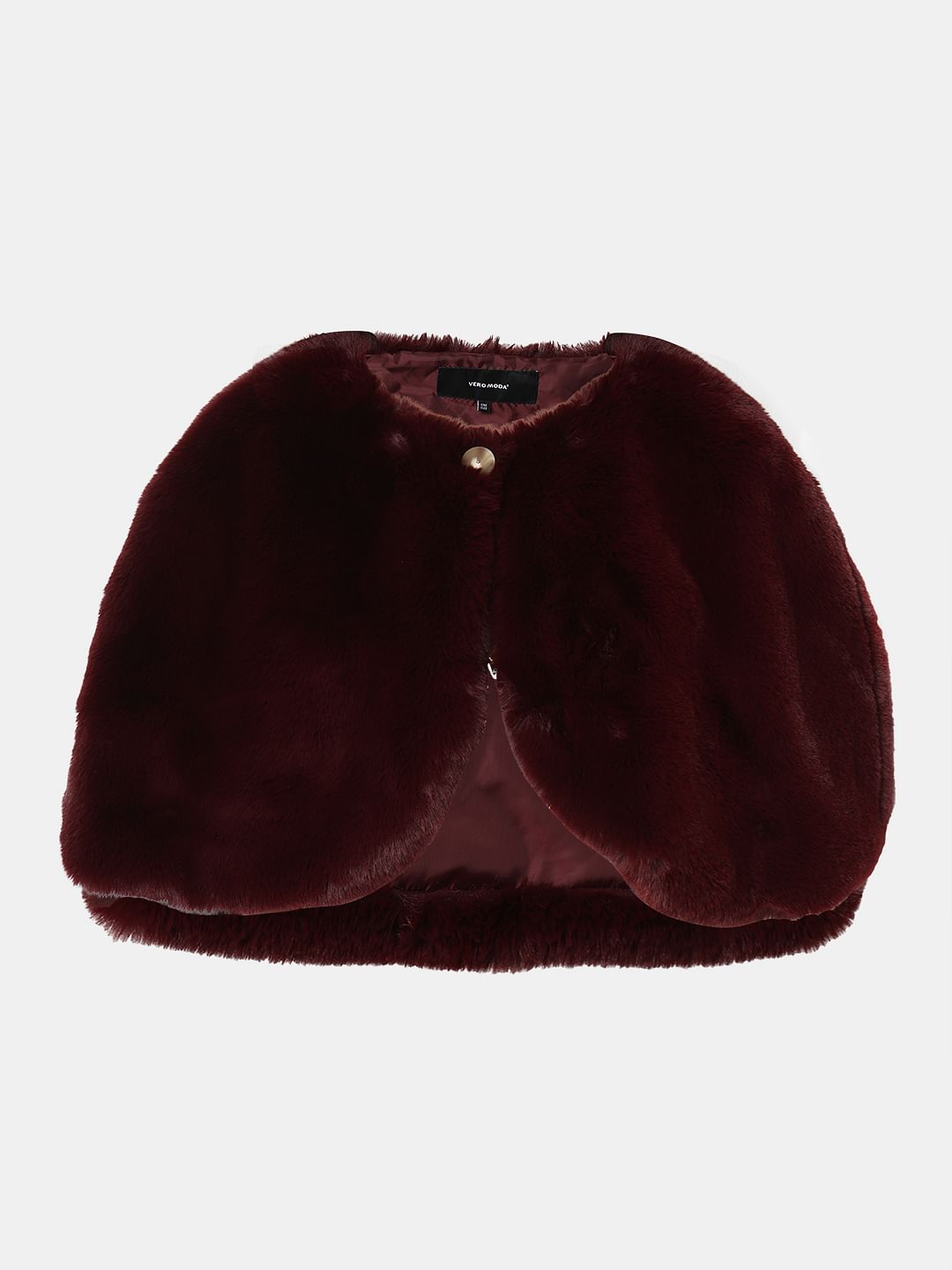 Wine Faux Fur Cropped Cape