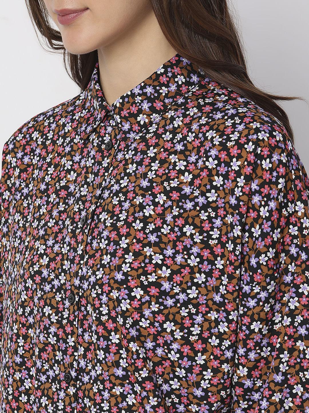 Black Floral Print Shirt