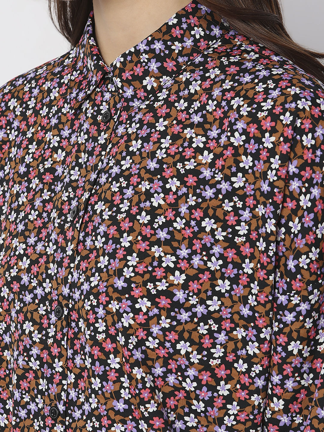 Black Floral Print Shirt