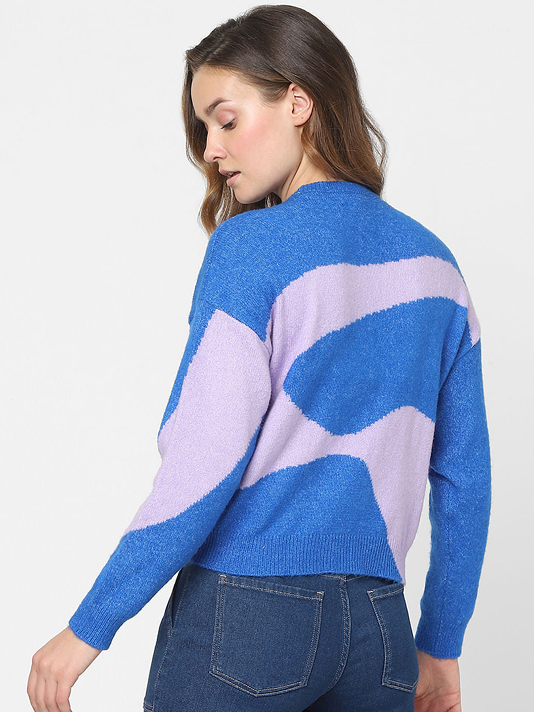 Purple Colourblocked Pullover