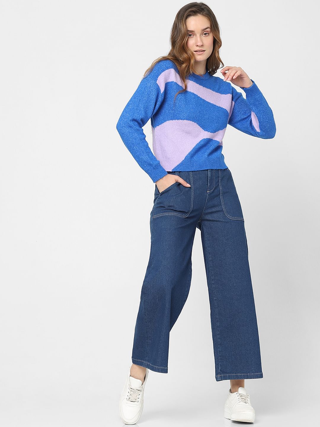 Purple Colourblocked Pullover