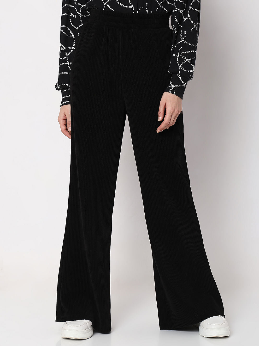 Black Corduroy Flared Co-Ord Set Pants