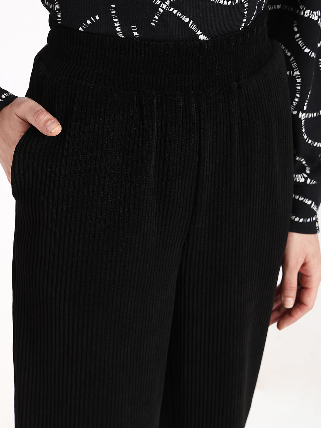 Black Corduroy Flared Co-Ord Set Pants