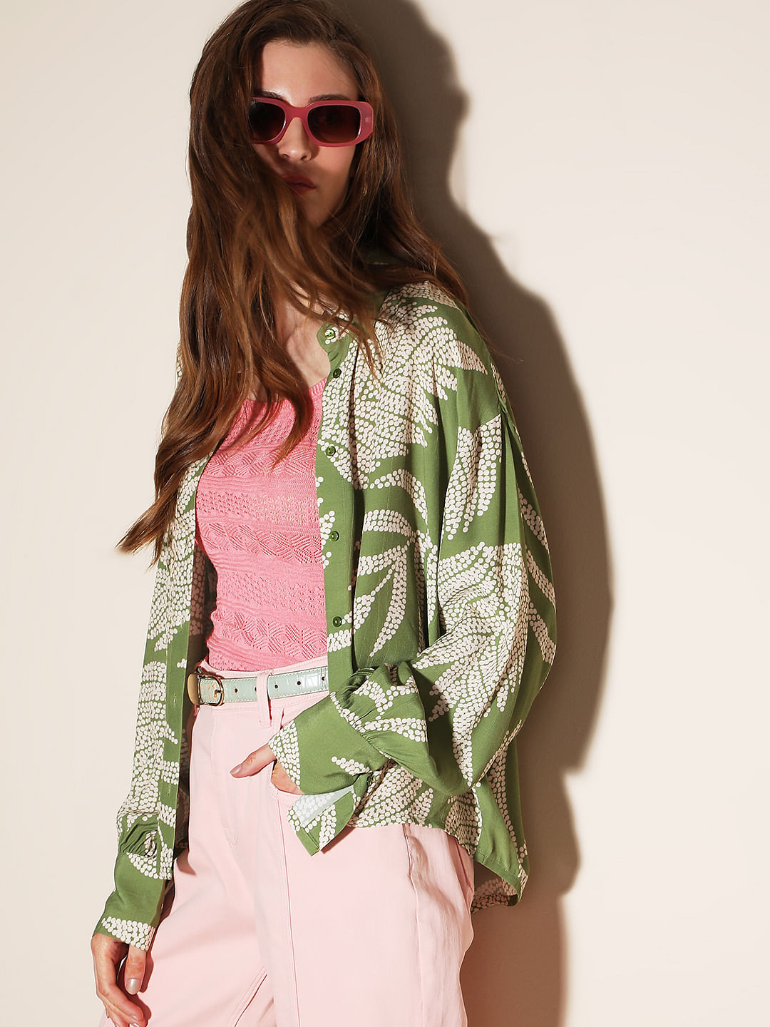 Green Leaf Printed Shirt